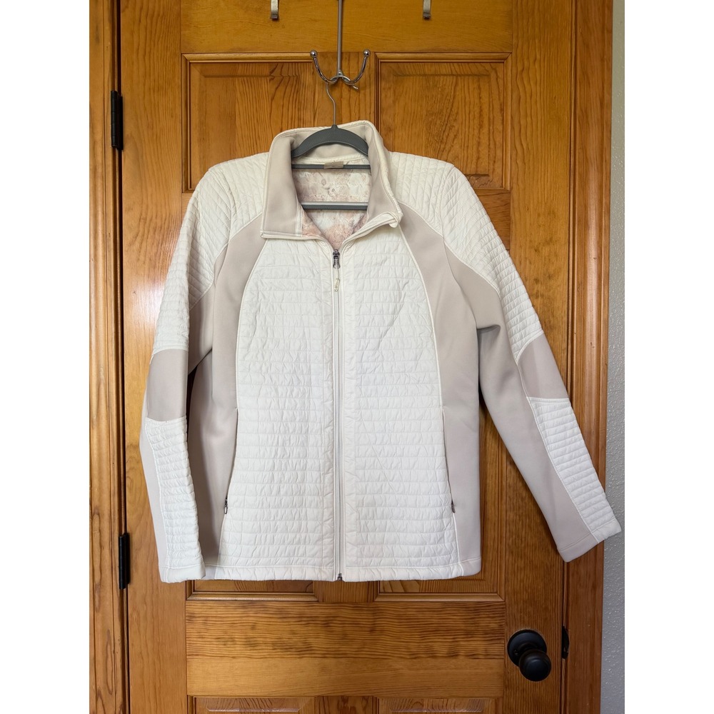 CALIA by Carrie Underwood Womens XL Quilted Hybrid Full Zip Jacket Cream Beige